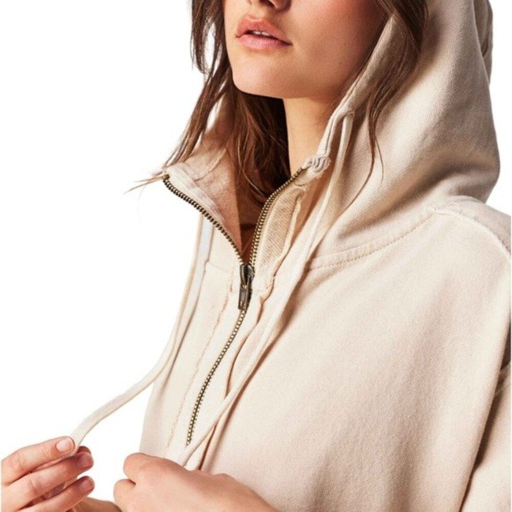 Free People Cream Oversized Zip Hoodie - Picture 3 of 4
